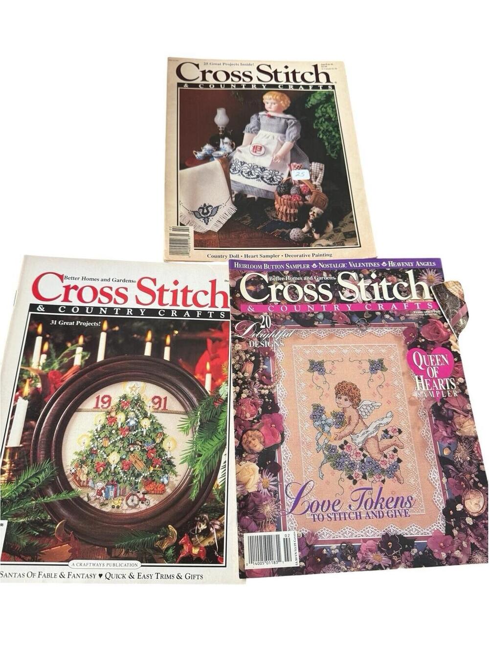 Lot Of 3 Cross Stitch & Country Crafts Magazines See Description For Dates